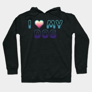 I Heart My Dog Classic Video Game Graphic Blue Gradient Hoodie